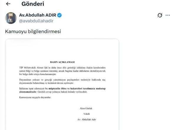 Bakan Gürlek’in avukatından ‘Ahmet Şık’ açıklaması