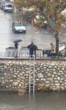 Dere yatağına düşen yavru kedi kurtarıldı