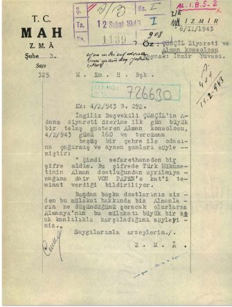 MİT, İnönü ile Churchill görüşmesinin Alman çevrelerine yansımasına ilişkin belgeyi paylaştı