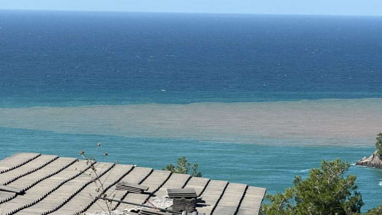 Sağanak sonrası Bartın’da deniz kahverengiye döndü